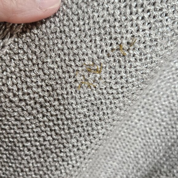 Eileen Fisher Cardigan Womens M Platinum Shimmer Linen Blend Open Front READ - Picture 5 of 8